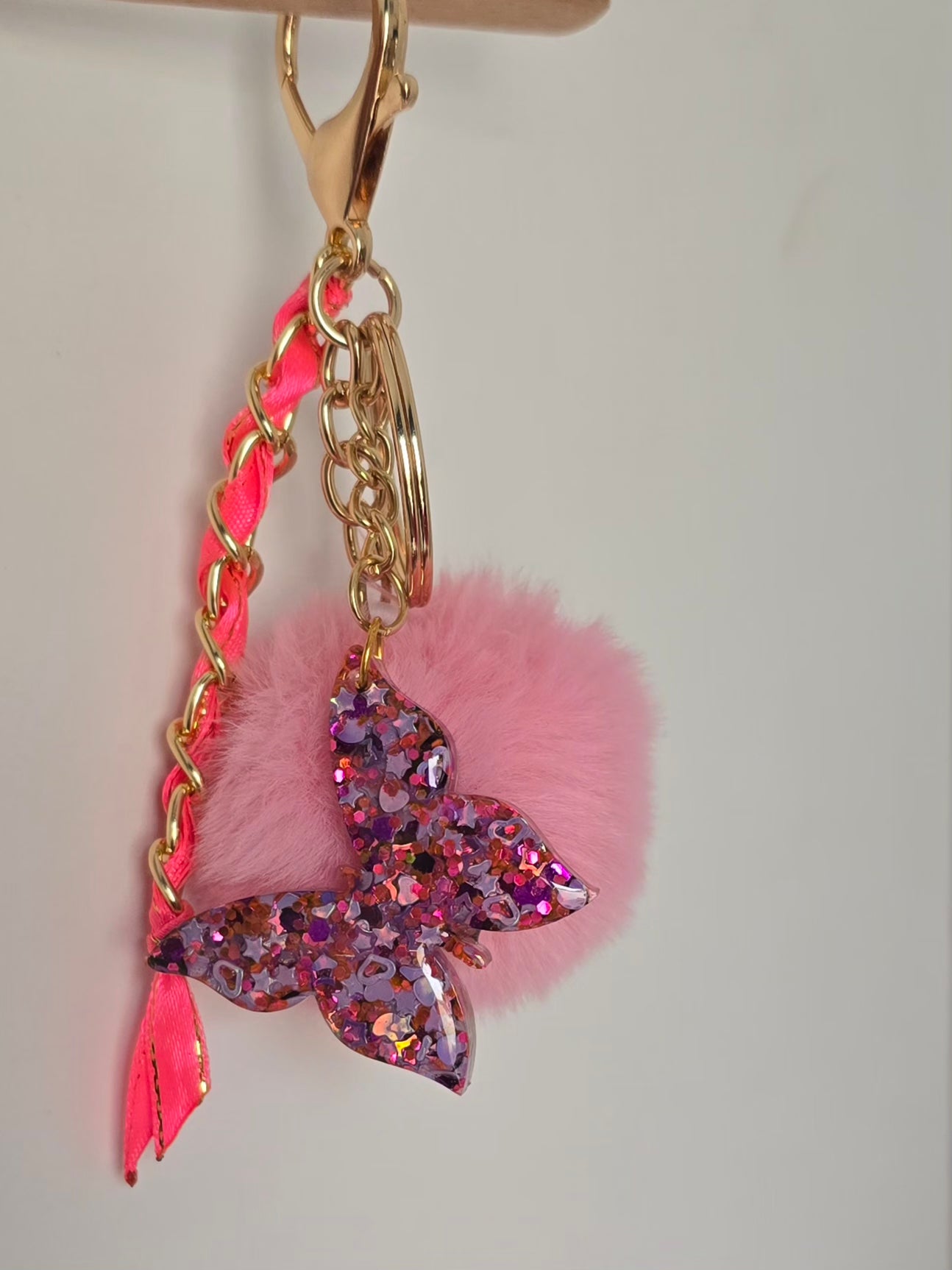 Porte-clé / Papillon rose
