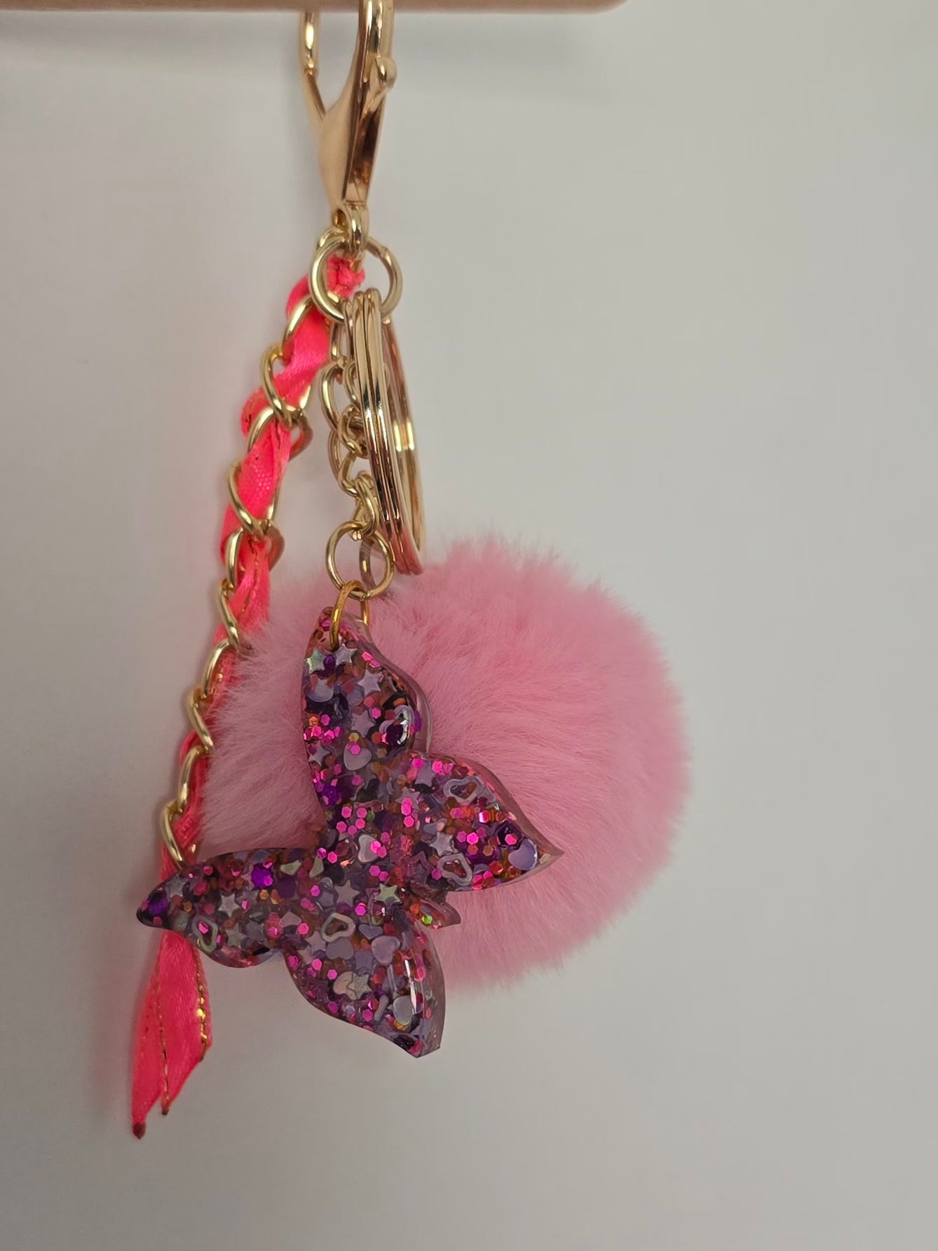 Porte-clé / Papillon rose