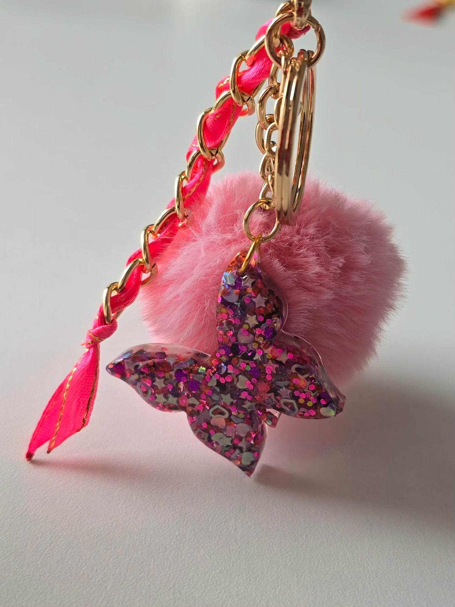 Porte-clé / Papillon rose