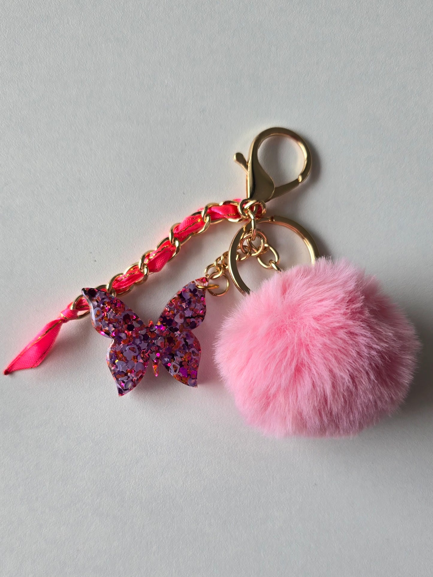 Porte-clé / Papillon rose