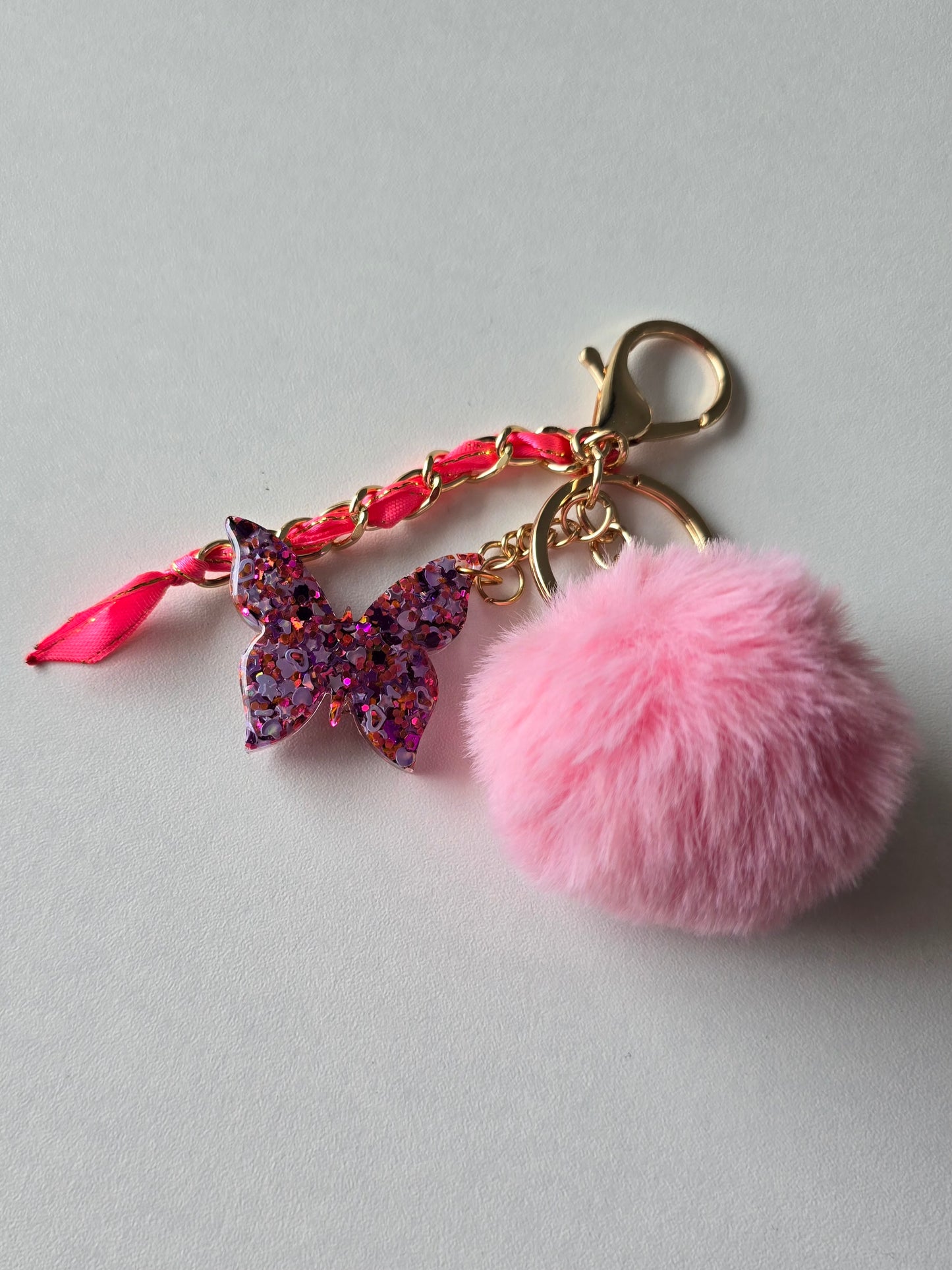 Porte-clé / Papillon rose