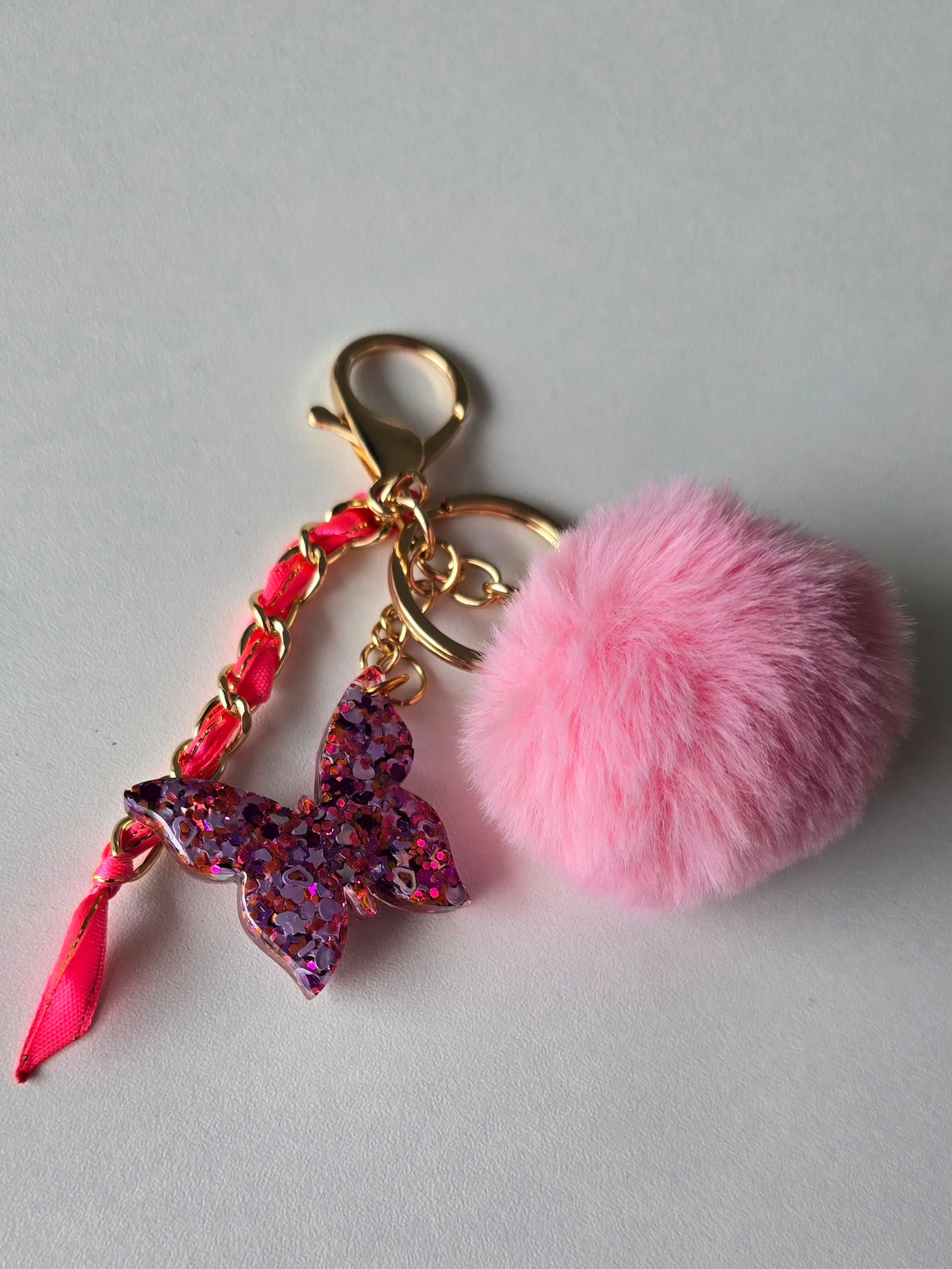 Porte-clé / Papillon rose