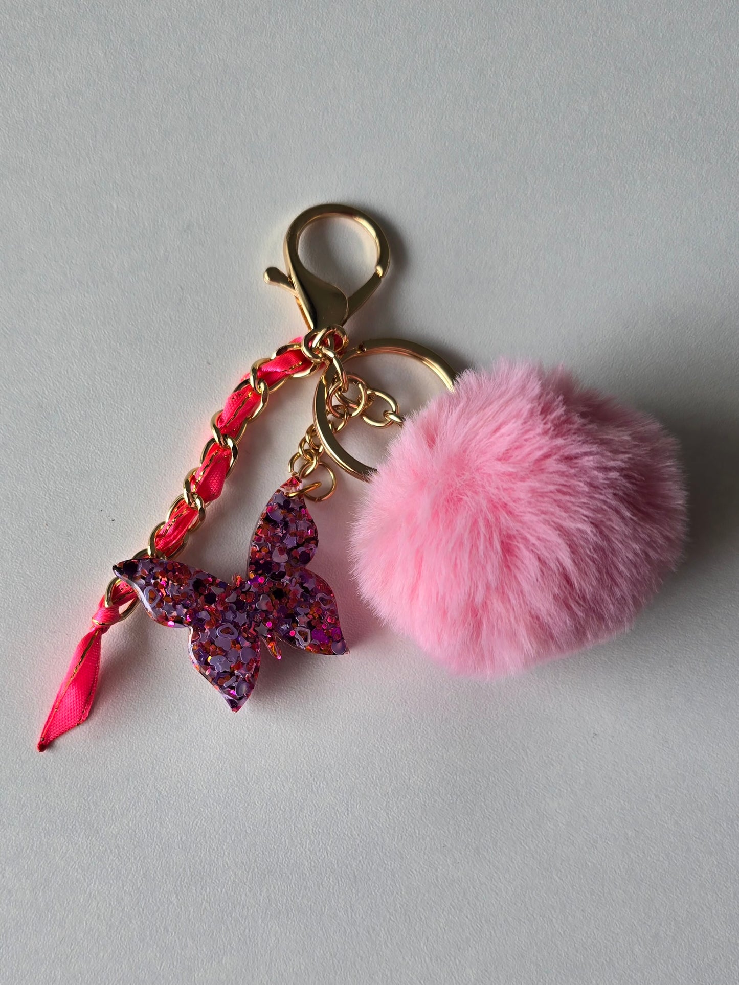 Porte-clé / Papillon rose