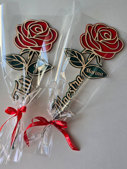 Fleur en bois a personnalisé pour maman