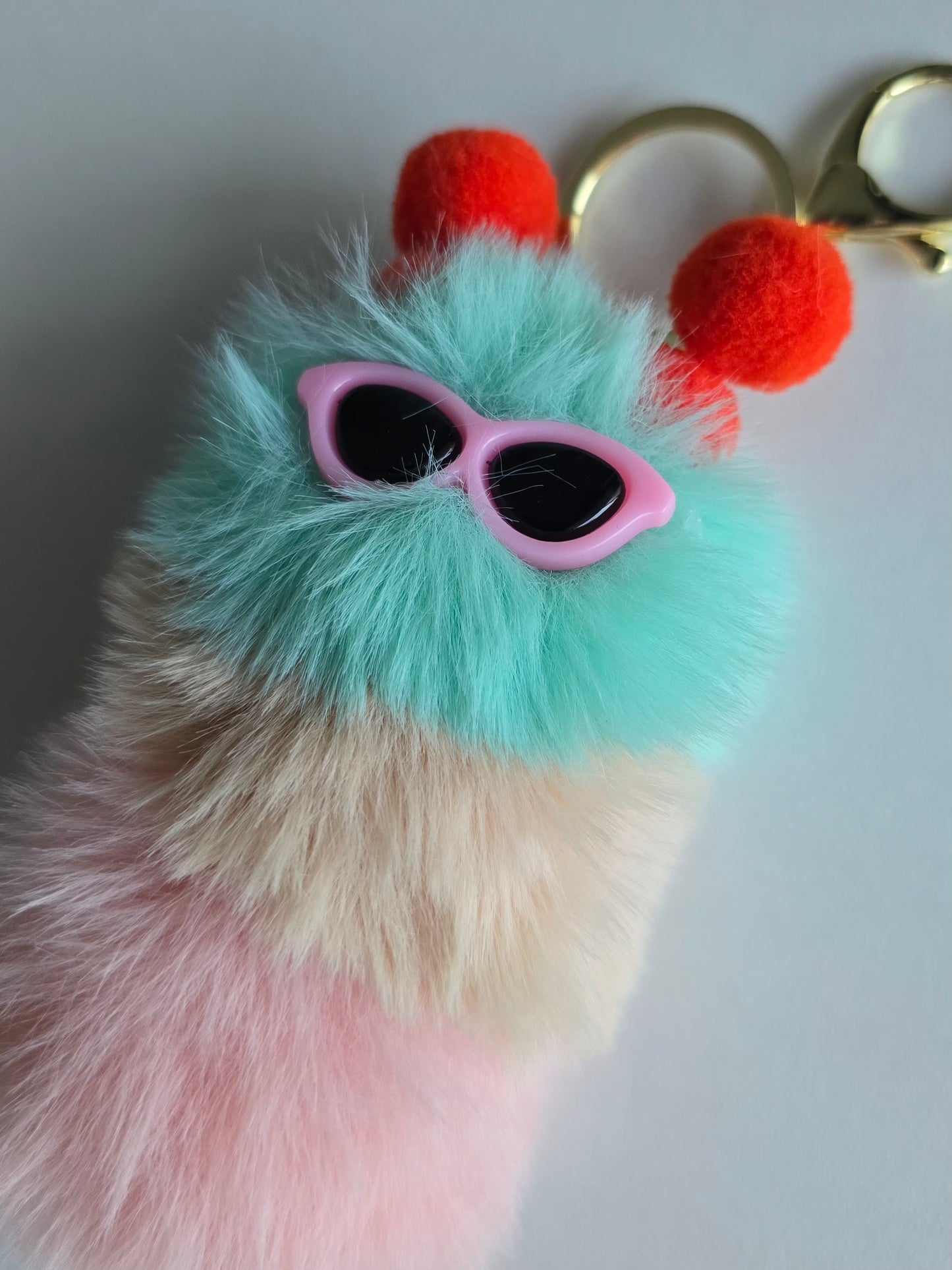 Porte-clé mini chenille pompons