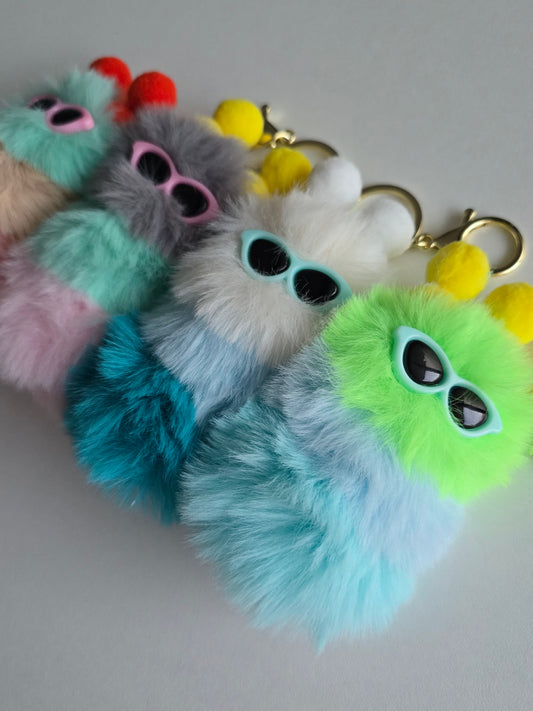 Porte-clé mini chenille pompons