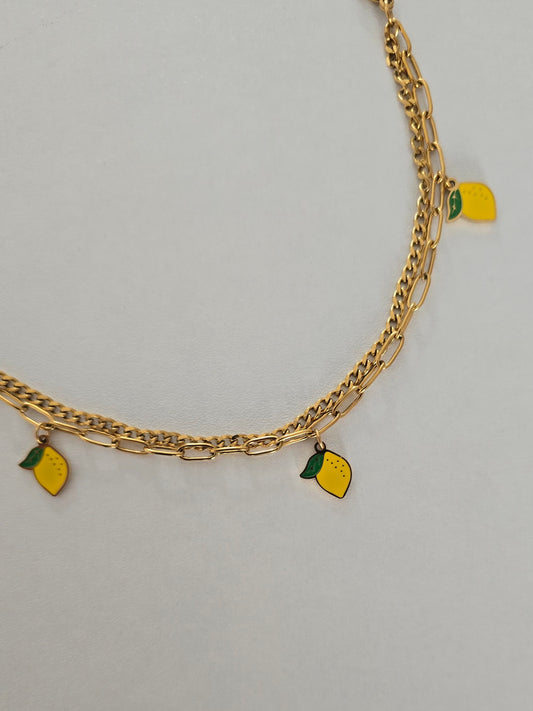 Bracelet en acier inoxydable charms citron