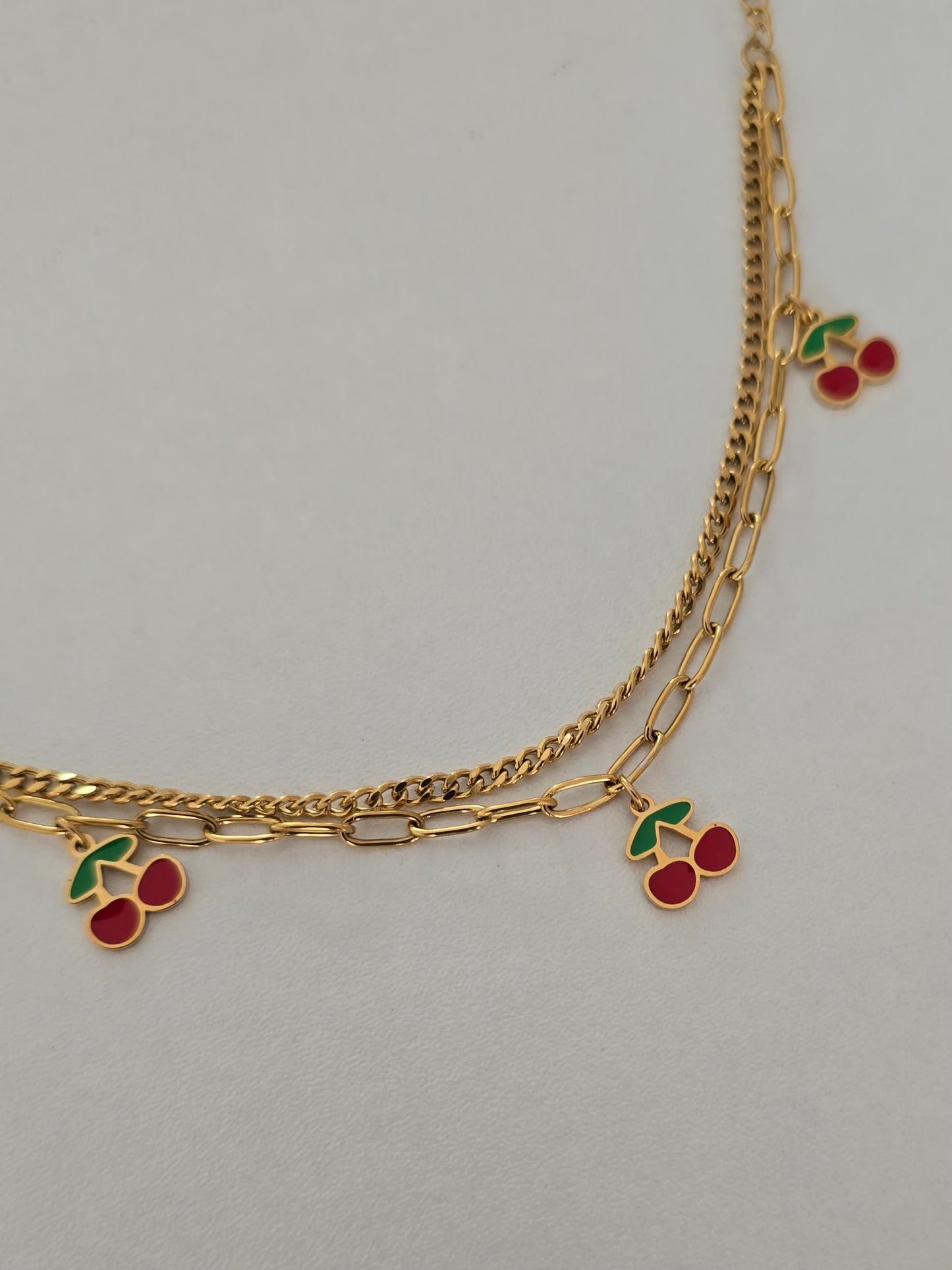 Bracelet en acier inoxydable cerises charms