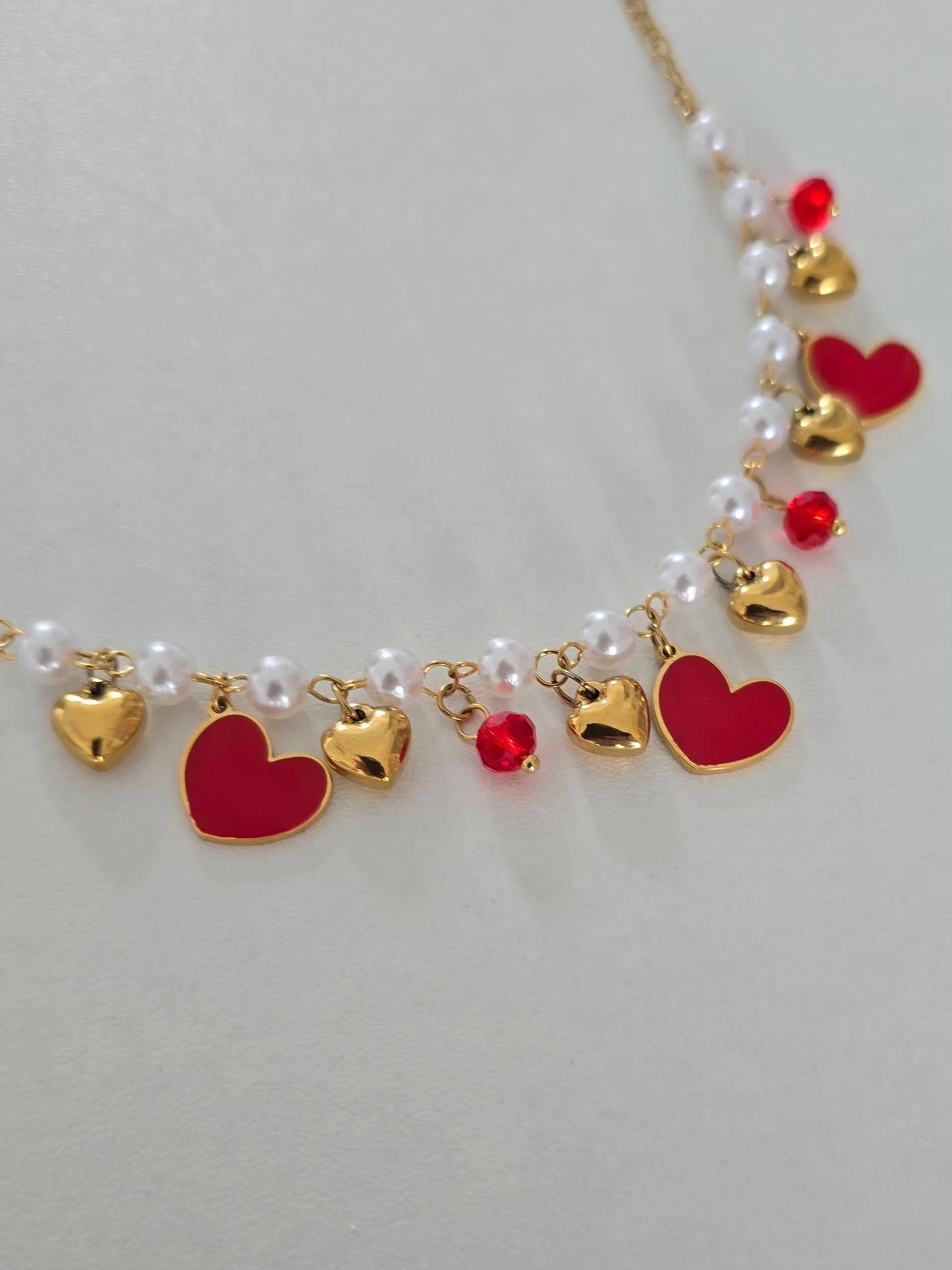 Bracelet charms cœur rouges