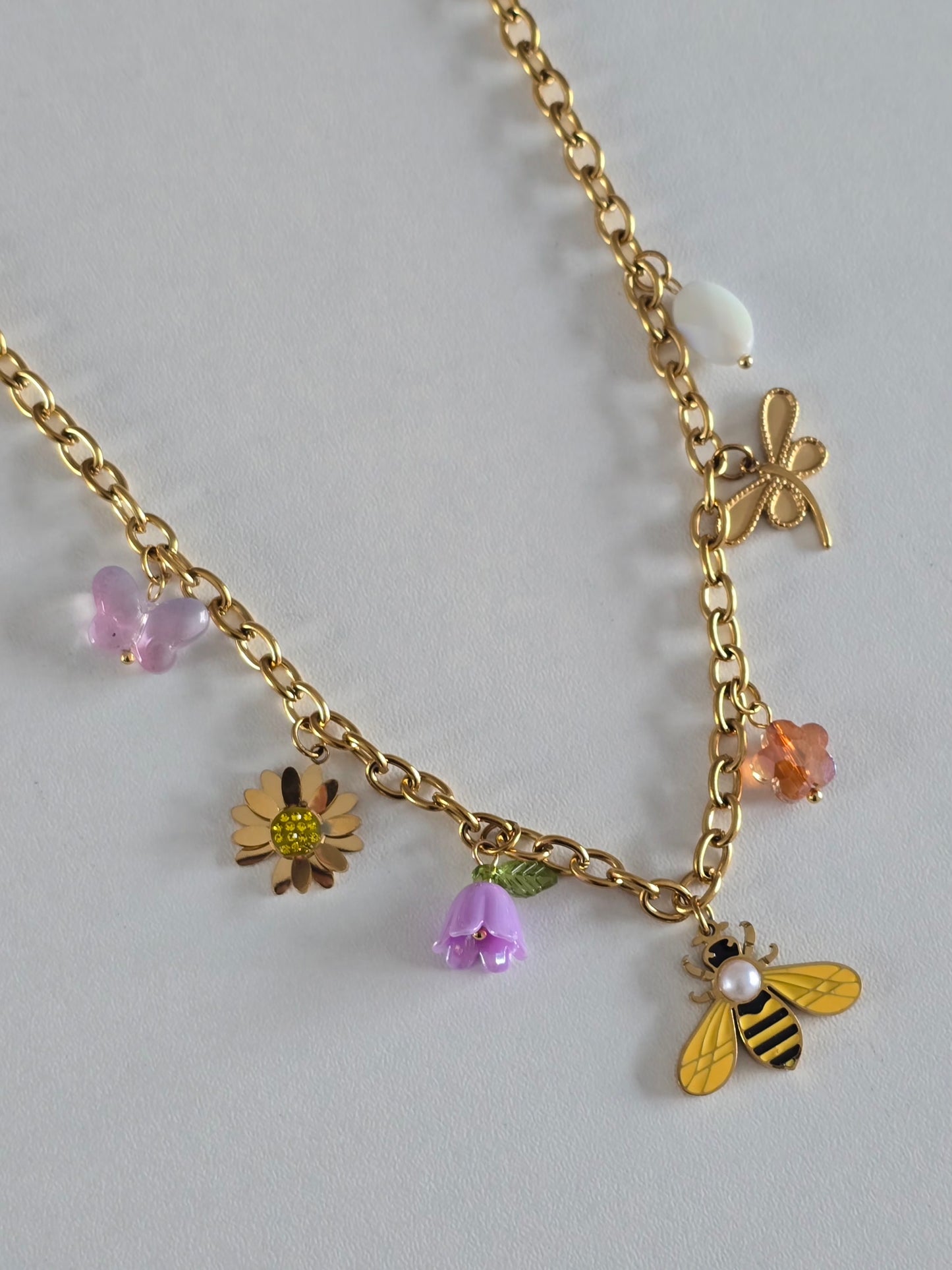 collier doré chic et joyeux, acier inoxydable, pendentifs colorés inspirés du soleil