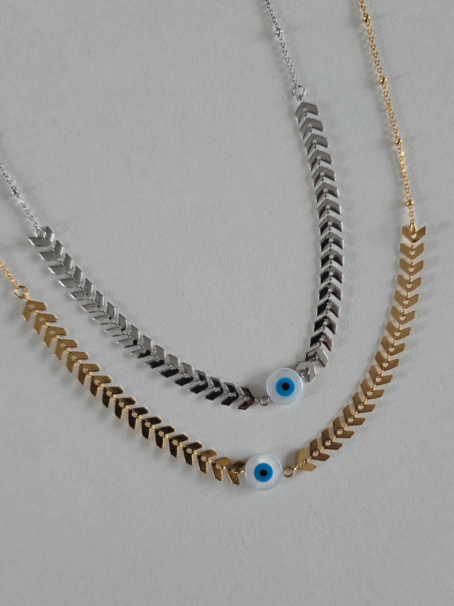 collier tendance nazar, acier inoxydable résistant, disponible en argenté ou doré