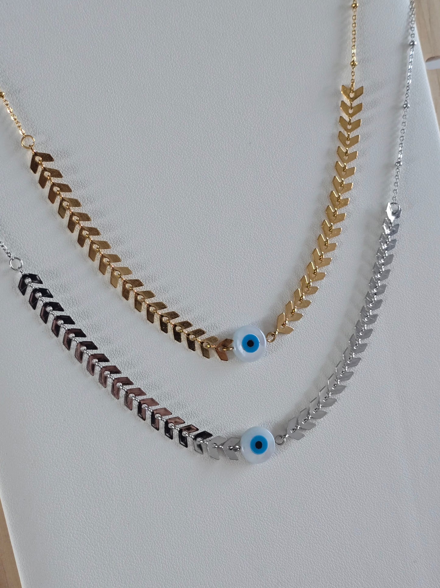 collier mode en acier inoxydable, léger et élégant, oeil bleu protecteur