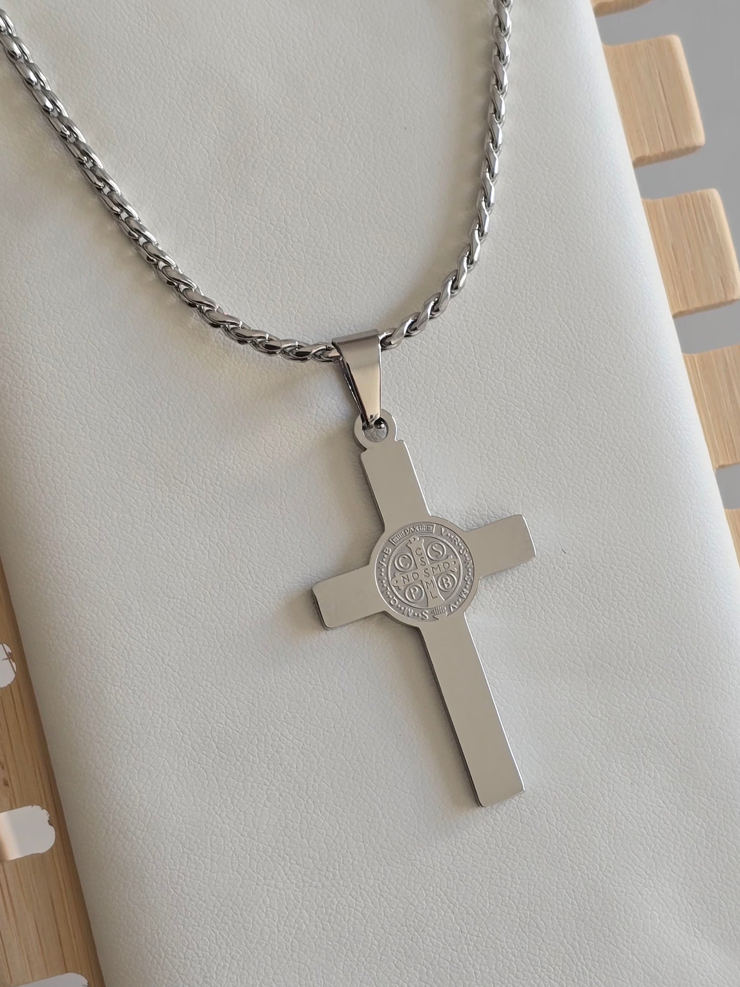 collier avec chaîne en acier inoxydable de 60 cm avec rallonge 5 cm