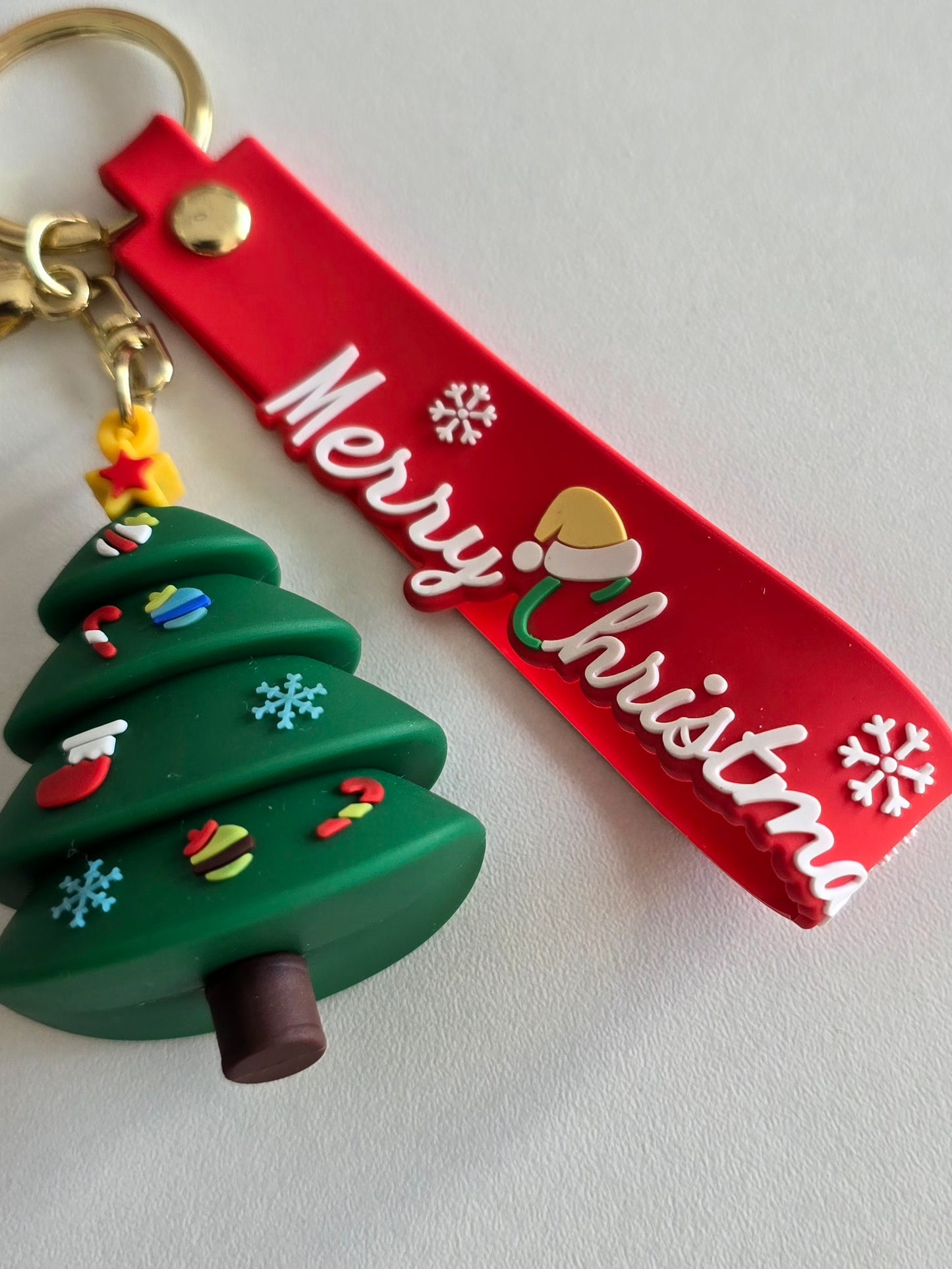 Sapin de Noël en porte-clés avec flocons, chaussette et sucre d'orge