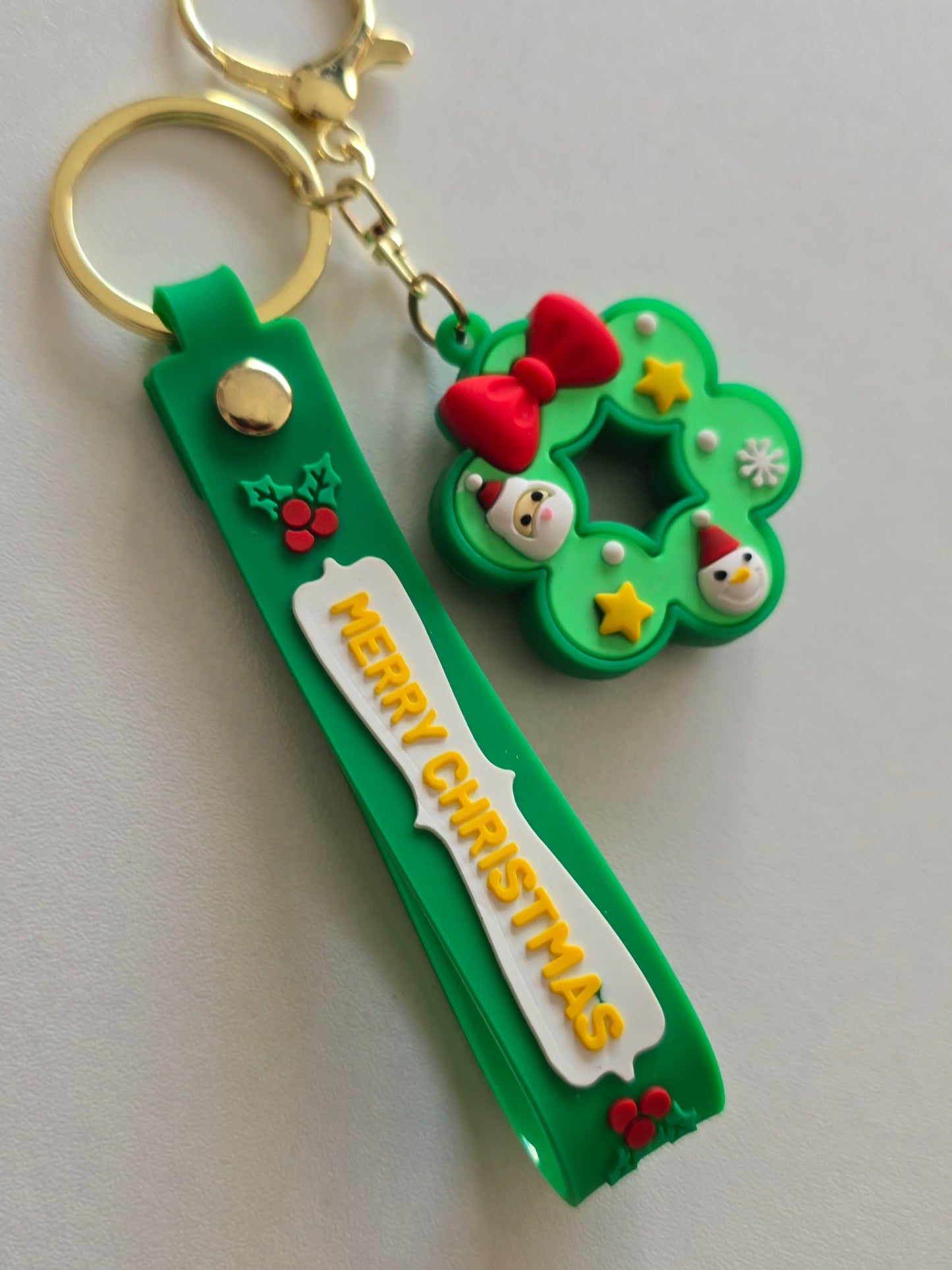 couronne de noël mignonne en silicone, porte-clés Lumi décoratif