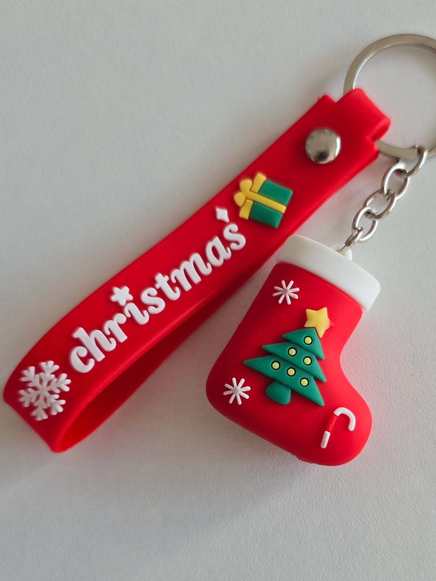 Accessoire de Noël en silicone, porte-clés chaussette décorée