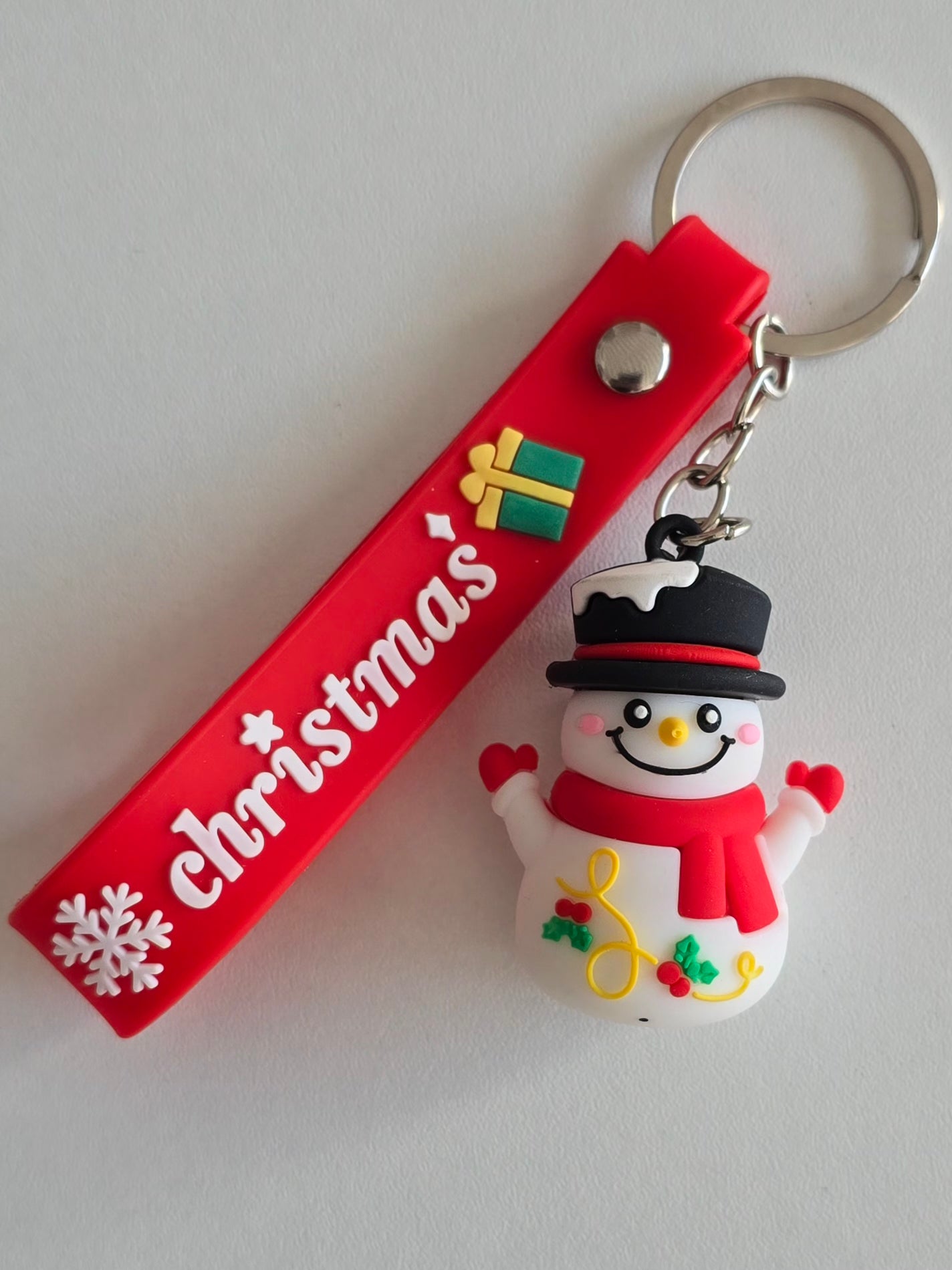 porte-clés Snowy bonhomme de neige avec sangle rouge Christmas