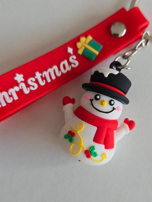 accessoire festif Snowy, porte-clés bonhomme de neige silicone