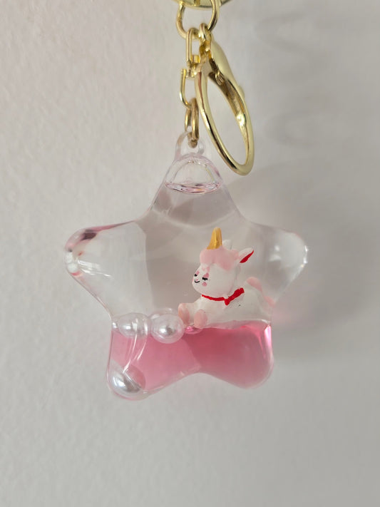 porte-clé magique en forme d'étoile avec licorne