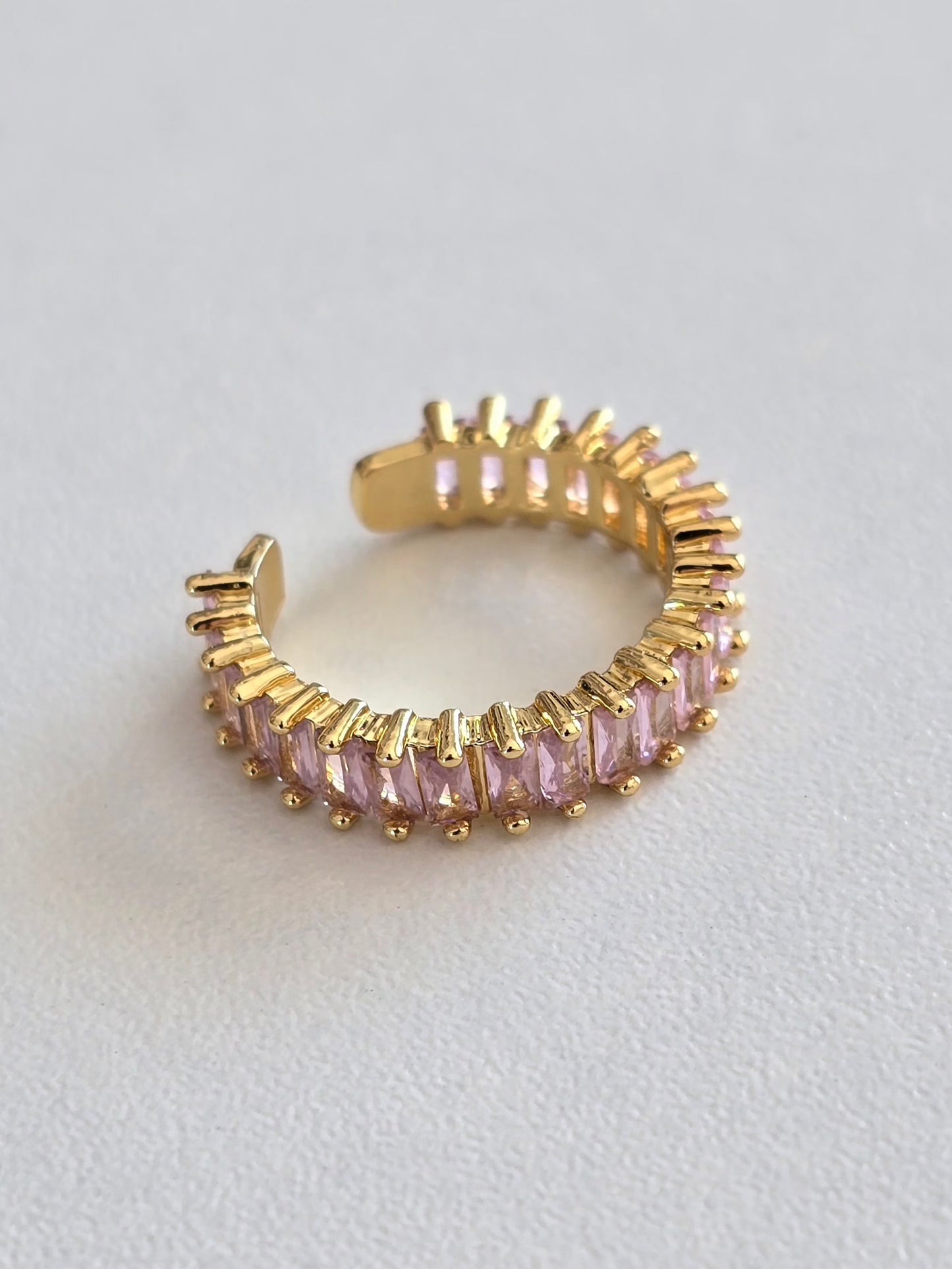 bague réglable avec strass roses scintillants