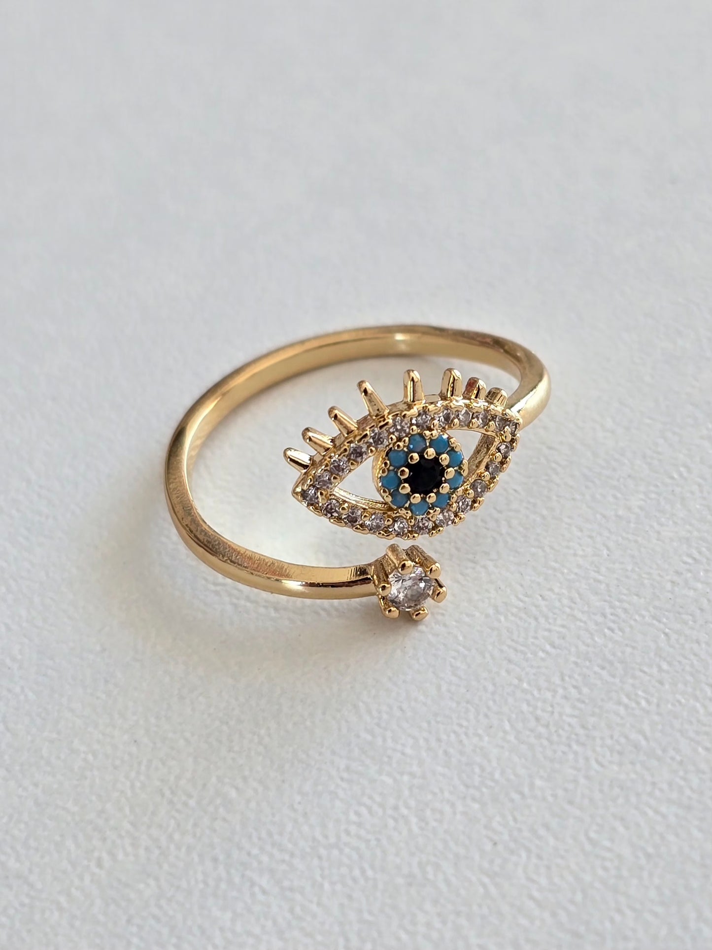 bague en acier inoxydable oeil porte-bonheur bleu