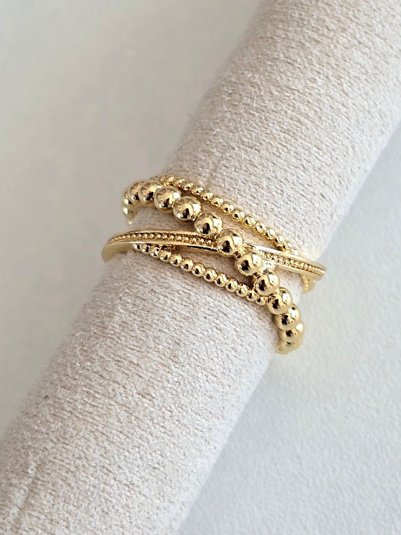 bague ajustable en acier inoxydable doré