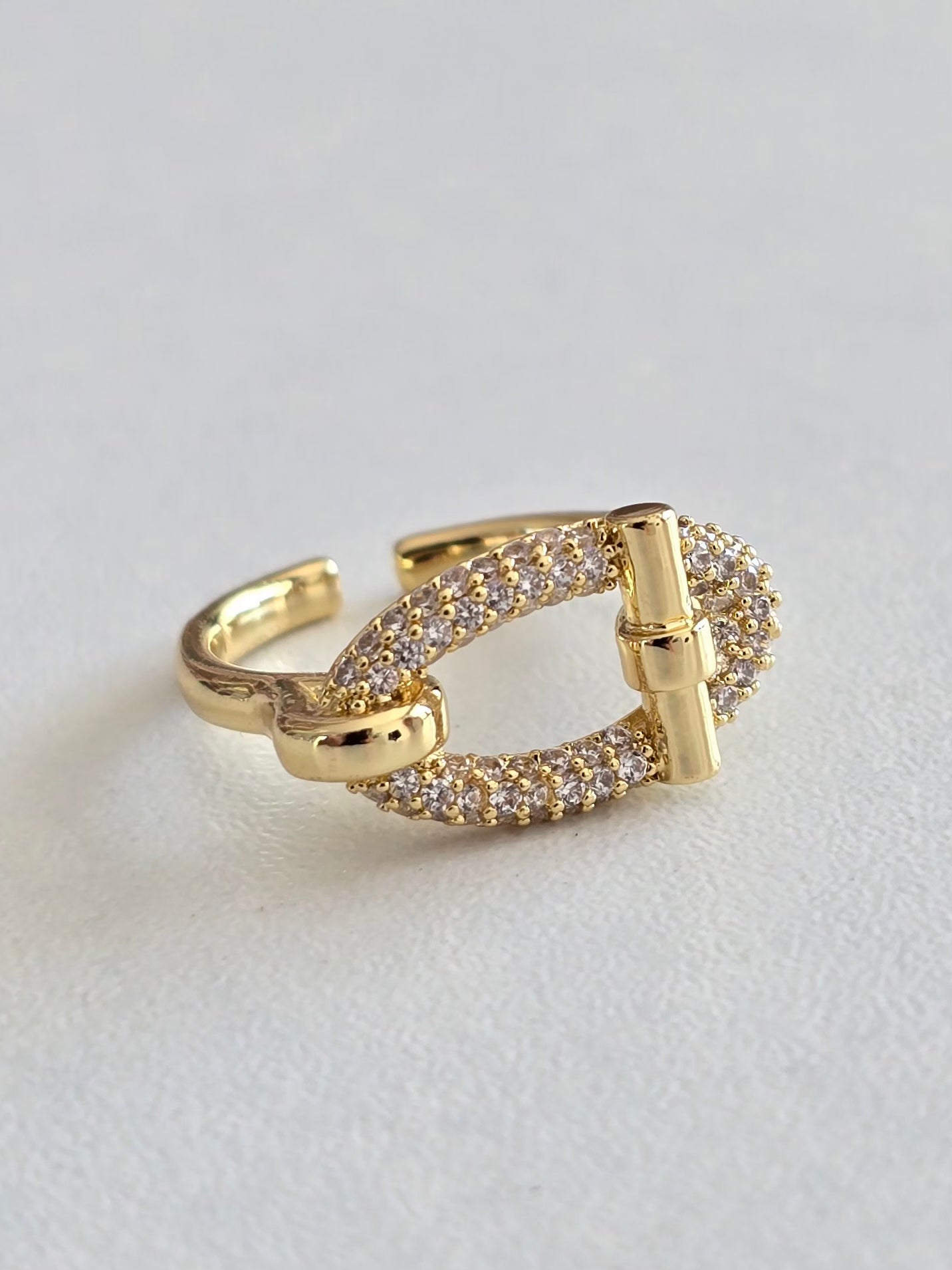 Bague Cléa ajustable, style boucle de ceinture ovale