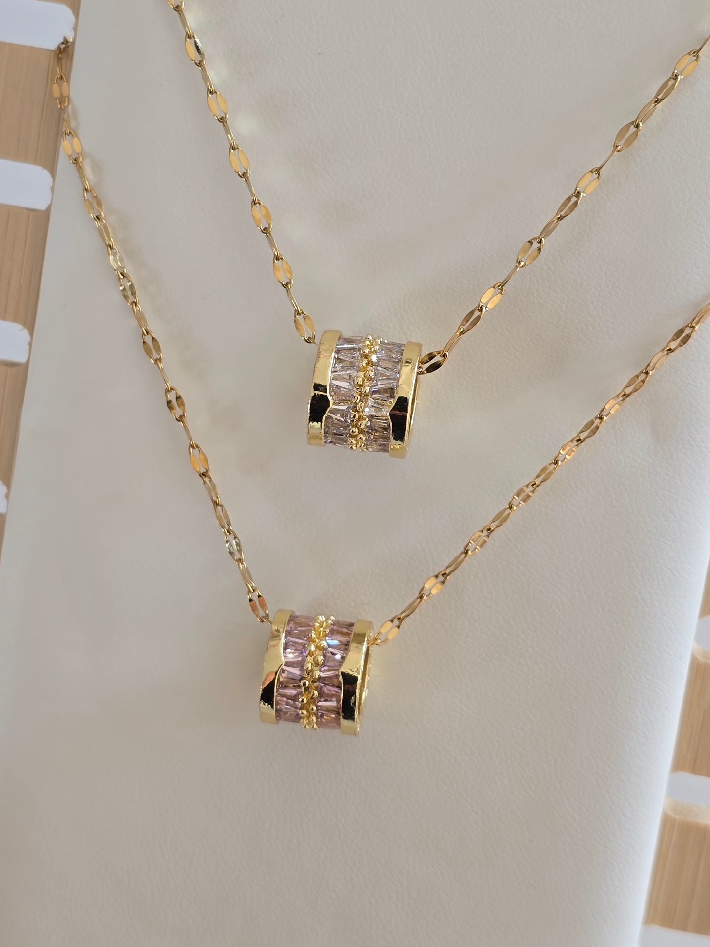 collier tendance Lyra en acier inoxydable doré, pendentif lumineux