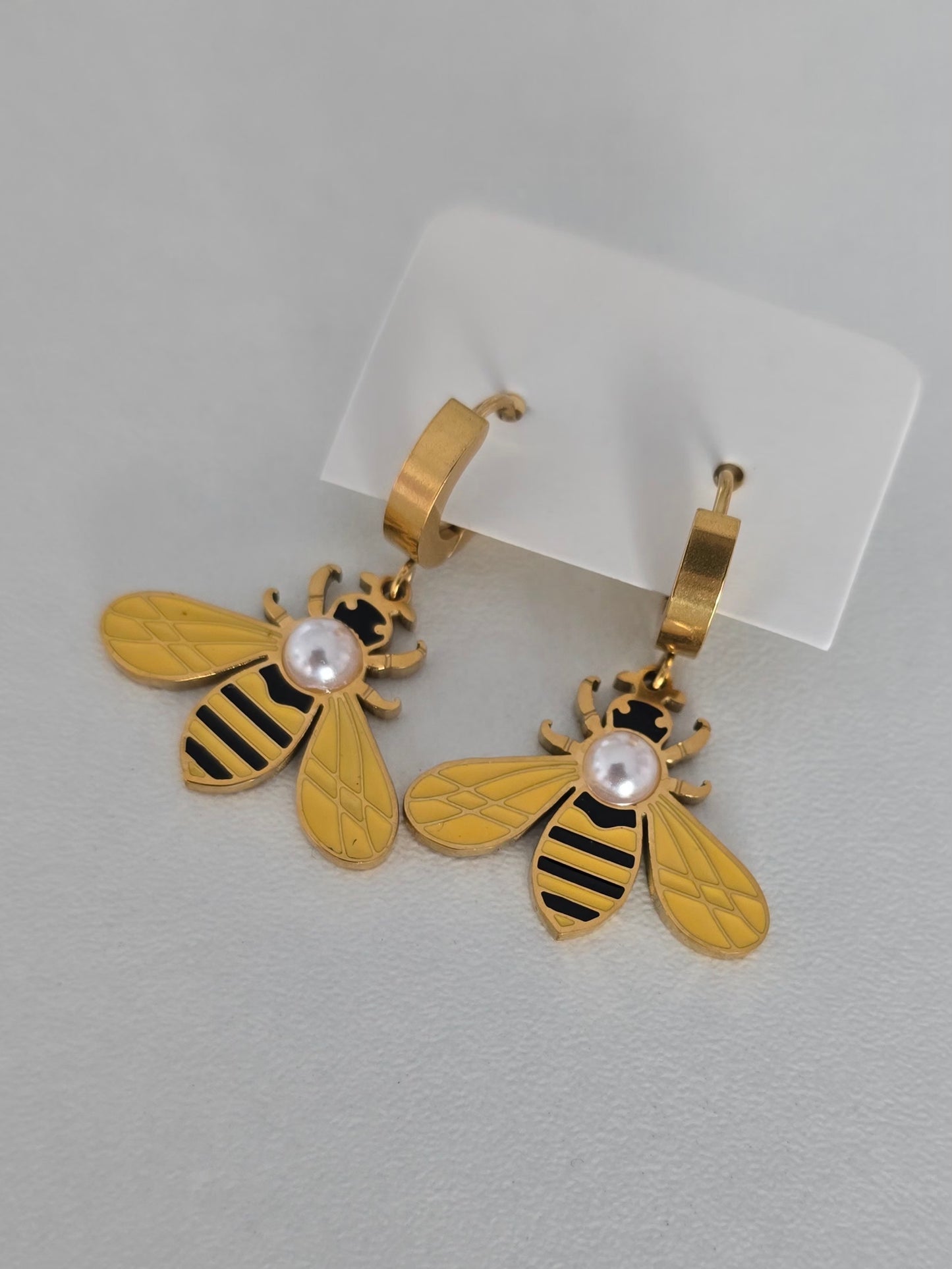 boucles en acier inoxydable doré avec pendentif abeille original