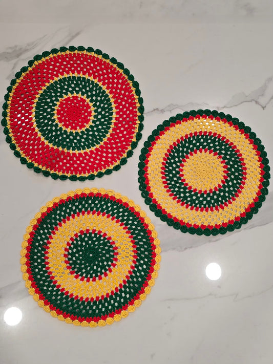 Lot de 3 napperons ronds