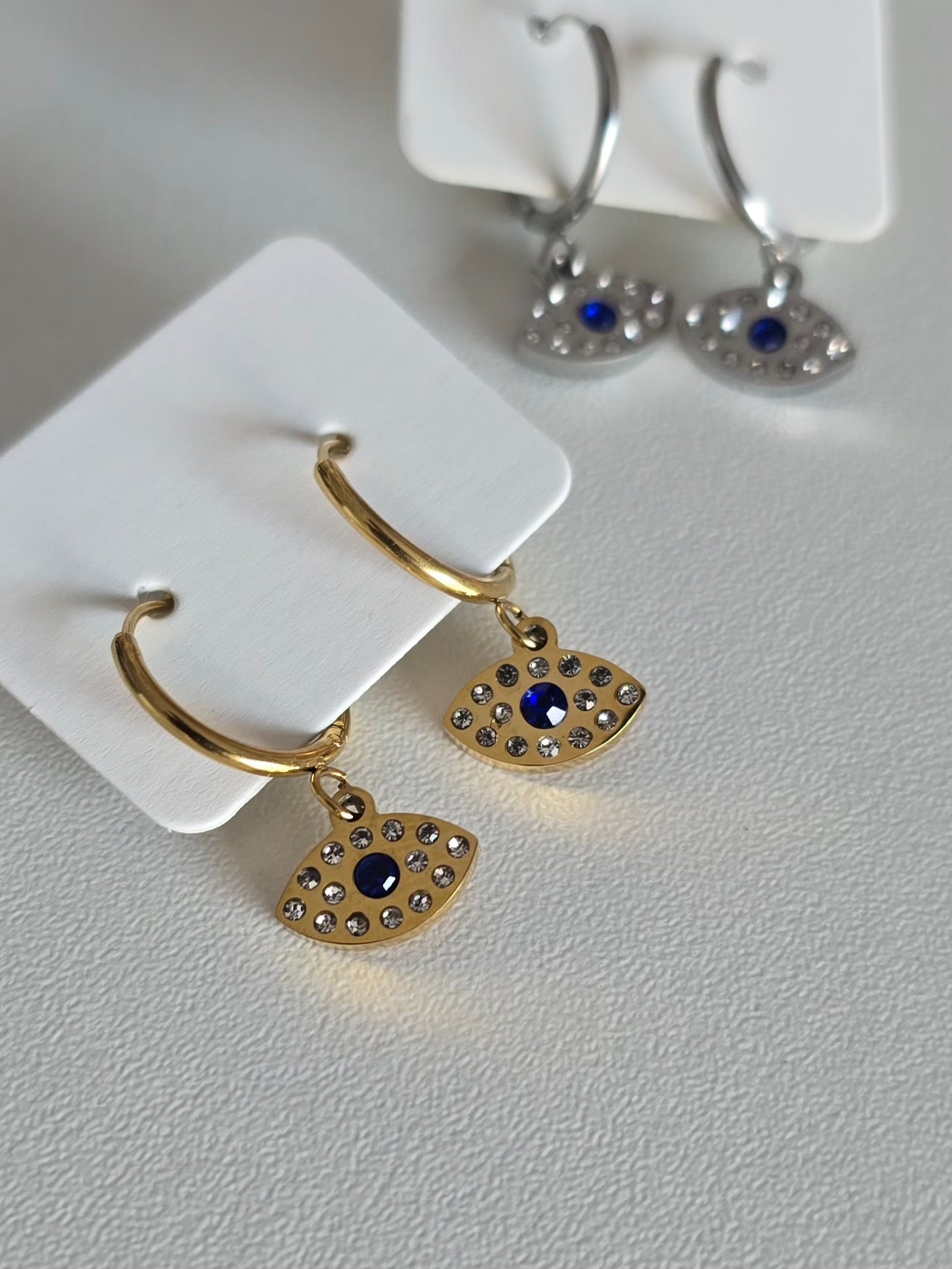 Boucles d'oreilles doré oeil turc acier inoxydable