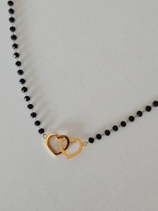 Collier acier inoxydable coeur entrelacés