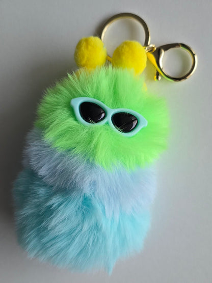 Porte-clé mini chenille pompons