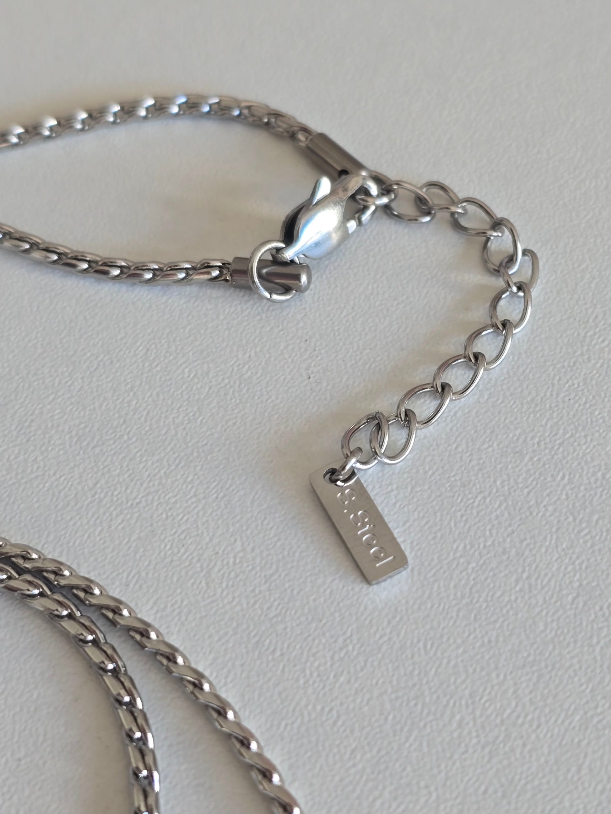 Fermoir et rallonge du collier en acier inoxydable argenté