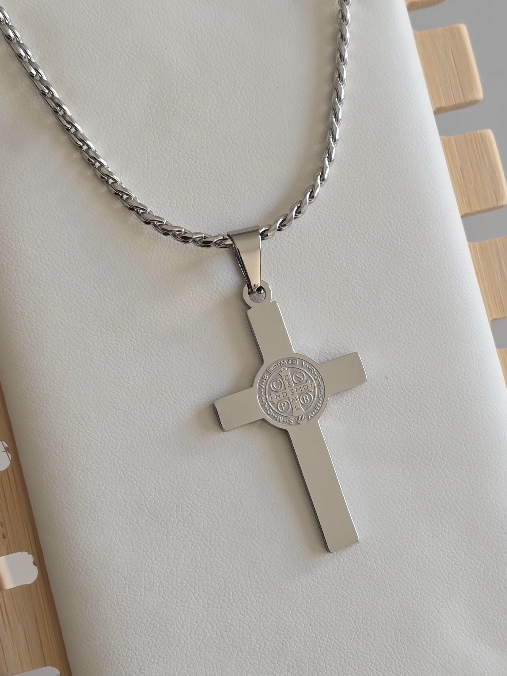 collier avec chaîne en acier inoxydable de 60 cm avec rallonge 5 cm