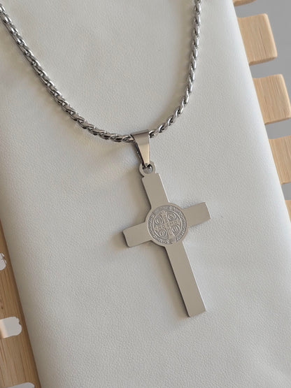 collier avec chaîne en acier inoxydable de 60 cm avec rallonge 5 cm