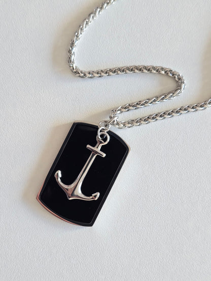 collier homme style marin acier inoxydable avec ancre 