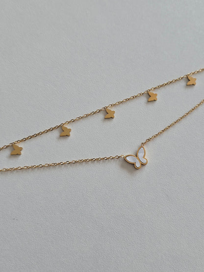 bracelet de cheville Elysia en acier inoxydable doré avec papillons