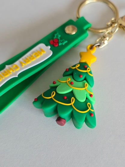 accessoire festif Holly, porte-clés sapin en silicone vert