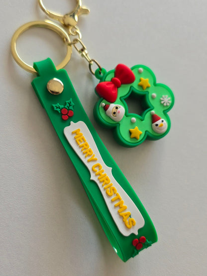 couronne de noël mignonne en silicone, porte-clés Lumi décoratif