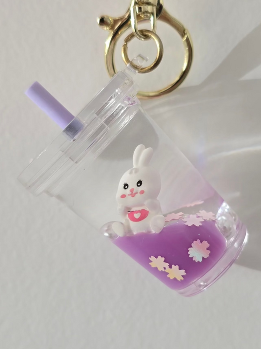 porte-clé fantaisie lapin mignon et fleurs