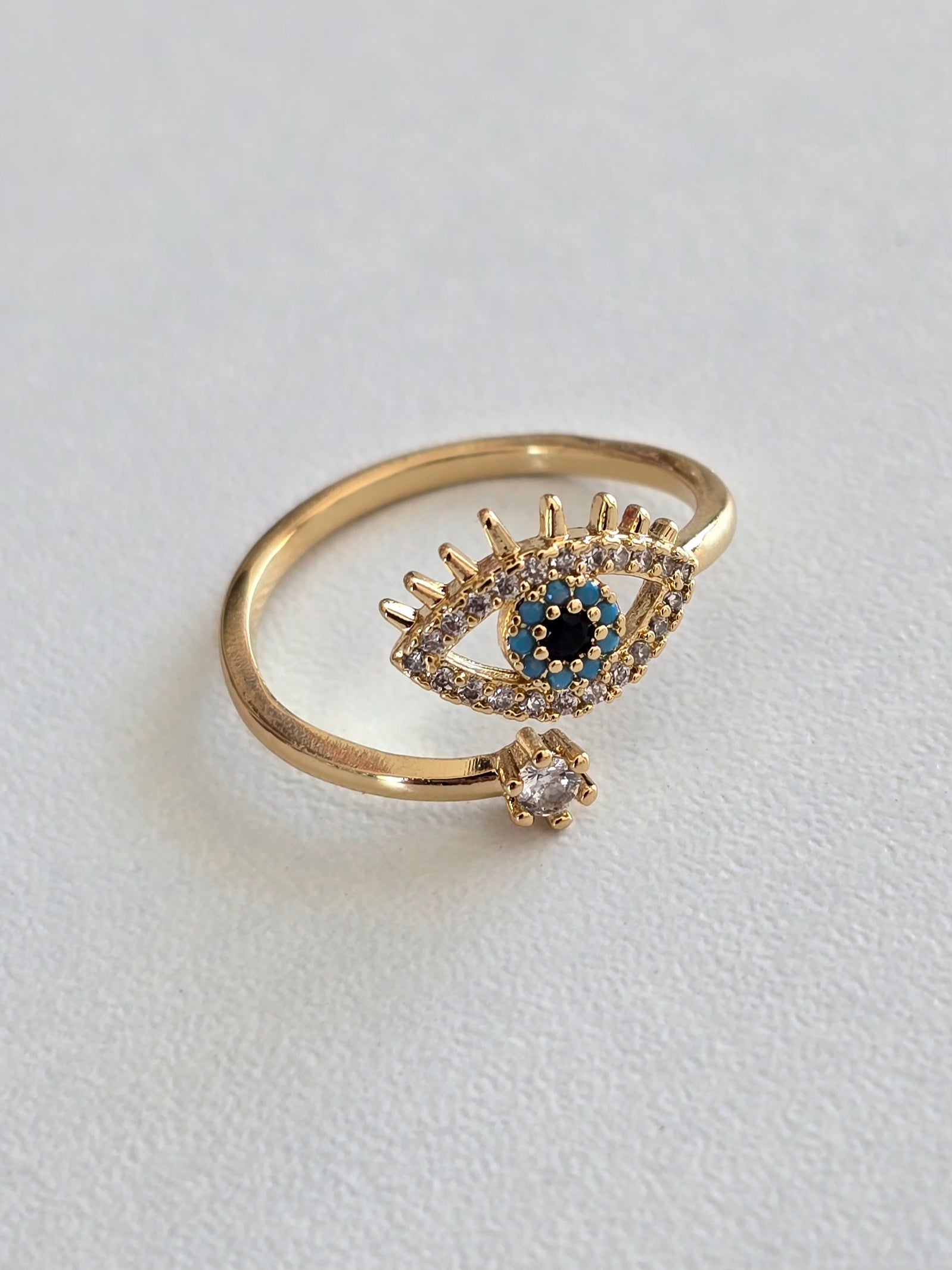 bague en acier inoxydable oeil porte-bonheur bleu