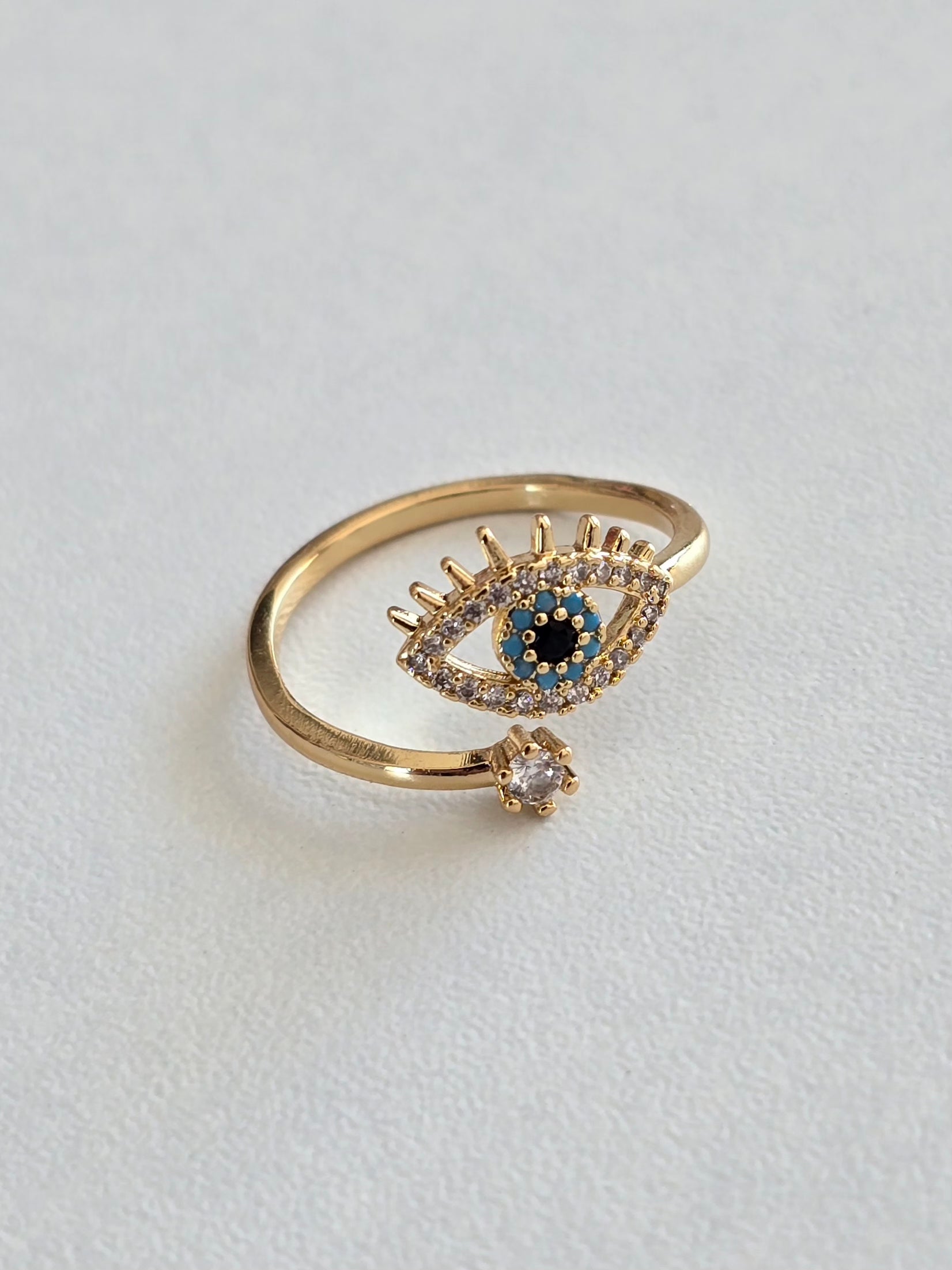 Bague ajustable, oeil décoratif brillant 