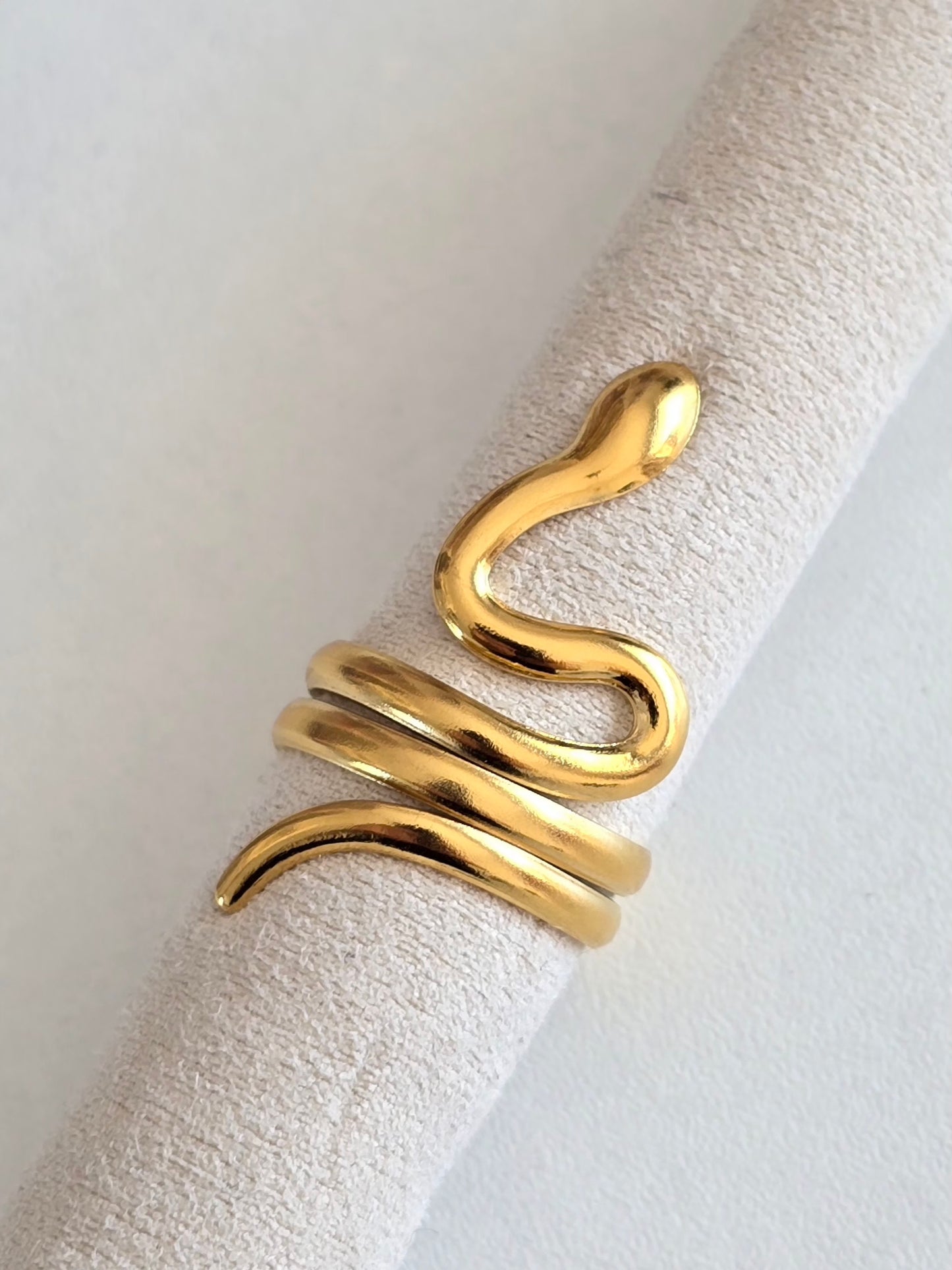 bague Naga en acier inoxydable doré, serpent 3,5 cm