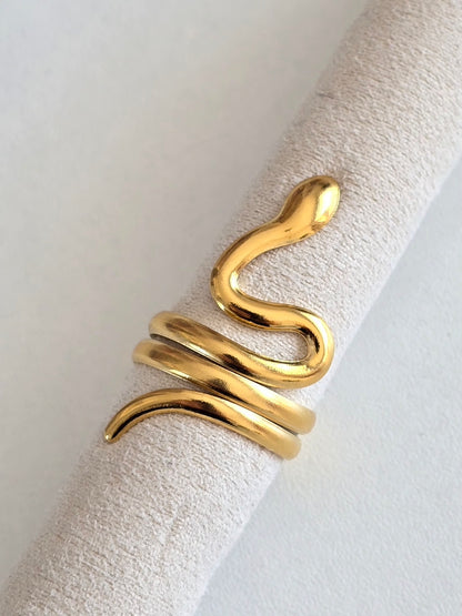 bague Naga en acier inoxydable doré, serpent 3,5 cm