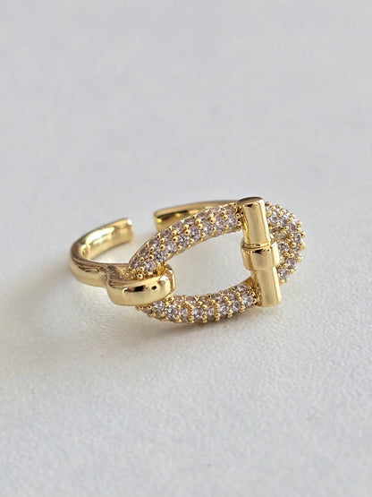Bague Cléa ajustable, style boucle de ceinture ovale