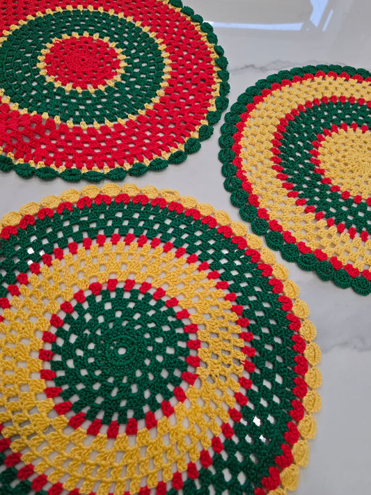 Lot de 3 napperons ronds