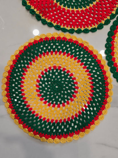 Lot de 3 napperons ronds