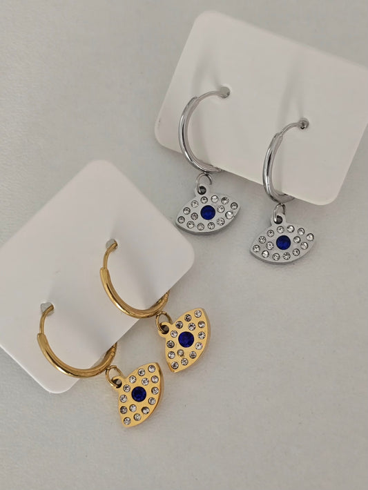 Boucles d'oreilles créole et oeil bleue