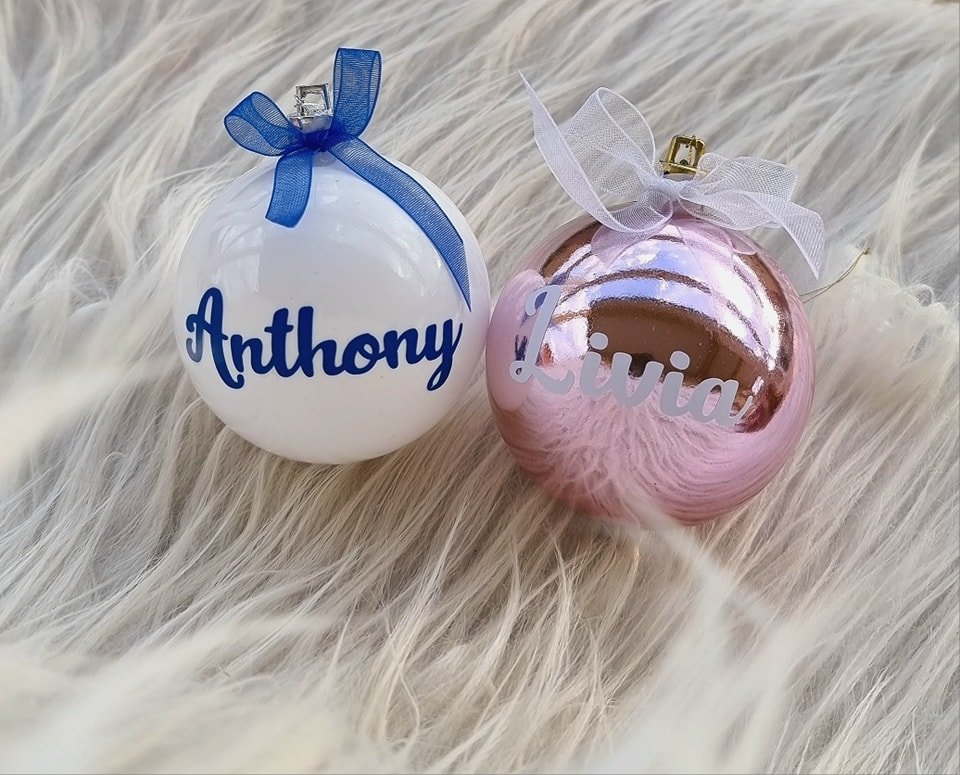 Boules de Noël personnalisées pour Anthony & Livia